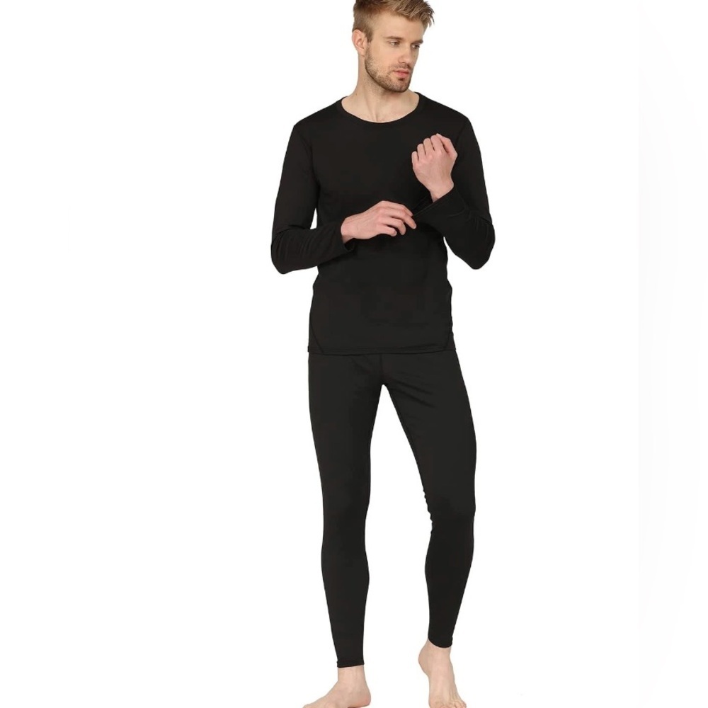 West Loop Men's Thermal Set Two Piece Set Top/Bottoms Black M/L